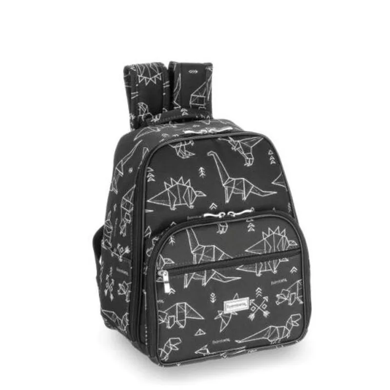 Mochila Térmica Maternidade Dino Origami Preto- Fazendo Arte