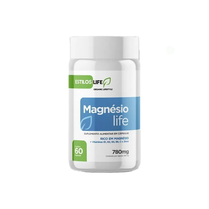 Magnésio Life + Vitaminas B1 B2 B3 B6 C E Zinco - 60cápsula