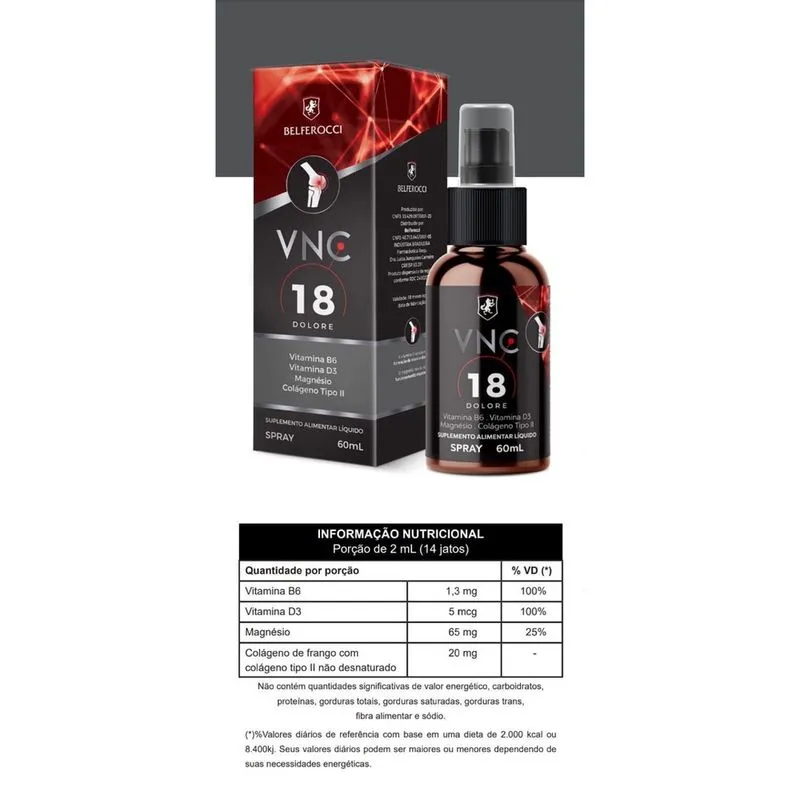Vnc 18 Dolore / Dor / Suplemento Ionizado Belferocci