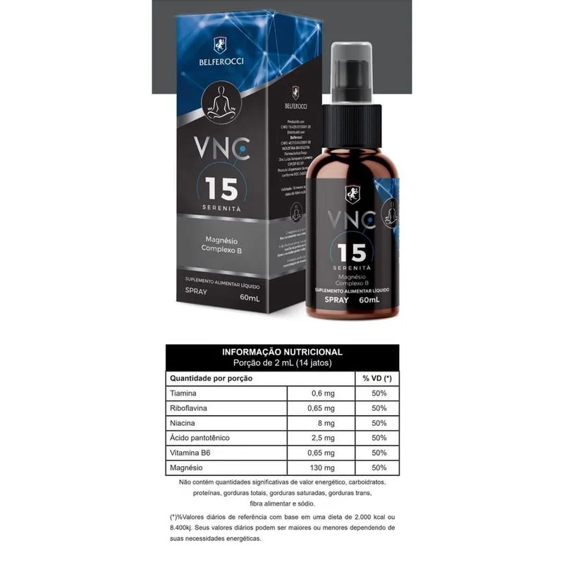 Vnc 15 Serenidade Suplemento Alimentar Ionizado Belferocci