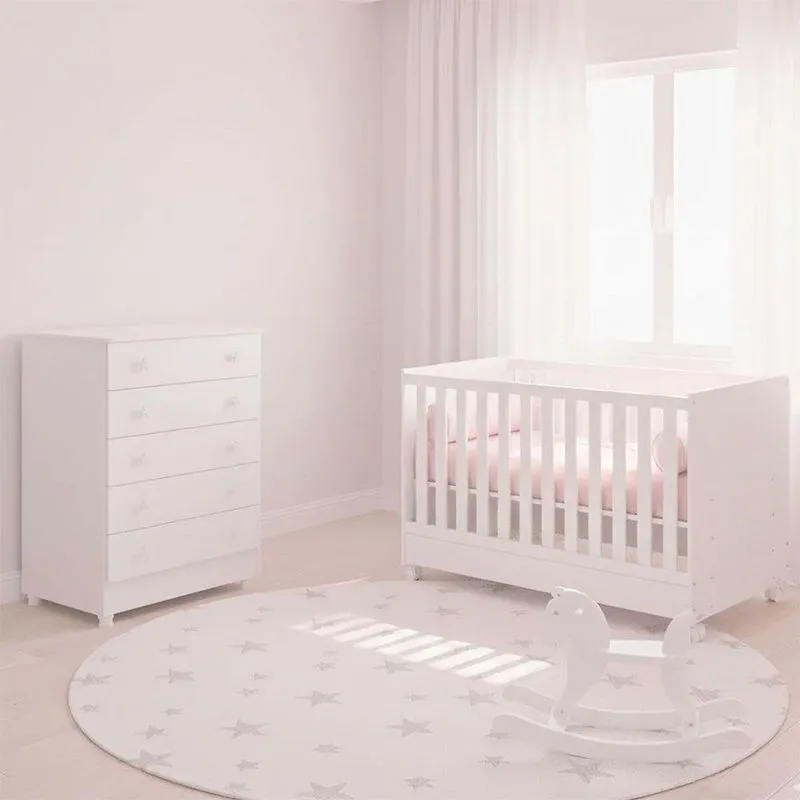 Quarto De Bebê Doce Sonho 4 Gavetas Mdp 15-mdf Tamanho 90cm Branco Qmovi