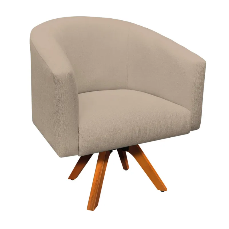 Poltrona Decorativa Giratória MM30 Stella Linho Bege D03 - D'Rossi - DRossi