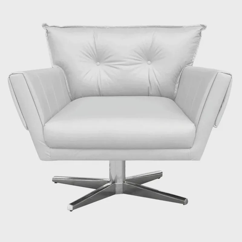 Poltrona Giratória Anitta Corino Branco Base Cromada D'Rossi