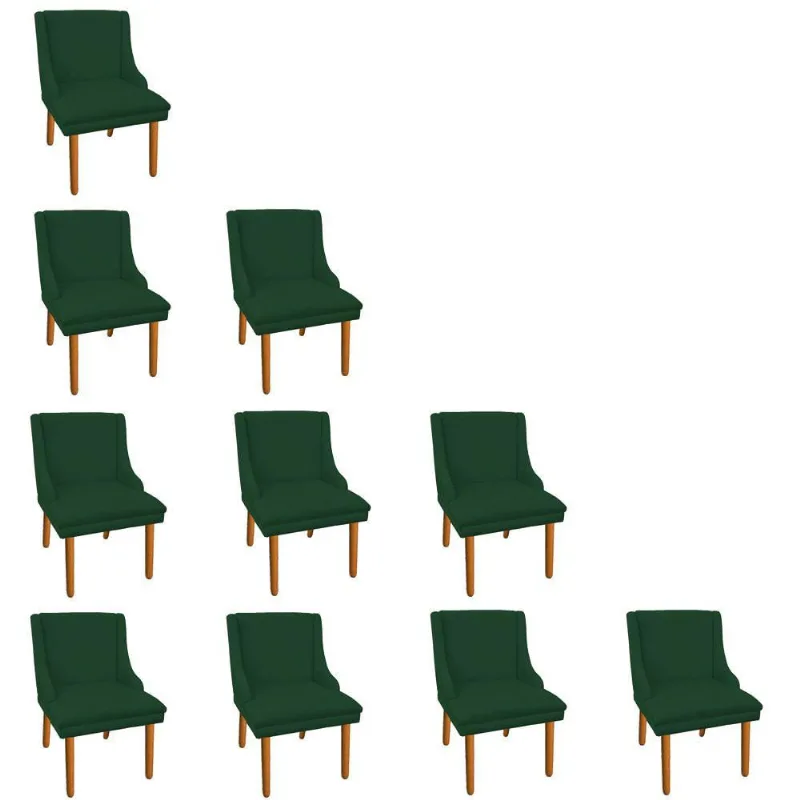 10 Cadeiras de Jantar Suede Pés Palito Castanho Cor Verde - DRossi