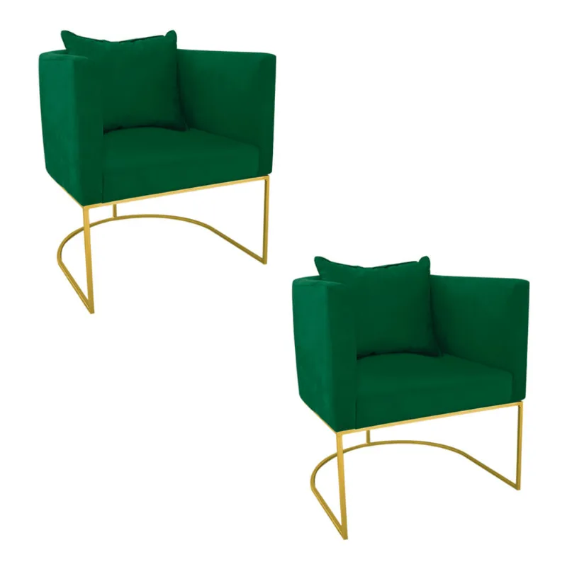 KIT 02 POLTRONAS PAOLA SUEDE VERDE BASE