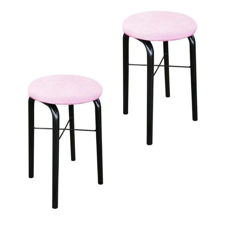 Kit 02 Banquetas Baixa Manu Suede Rosa Bebê