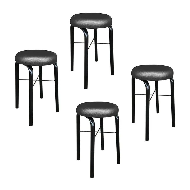 Kit 04 Banquetas Baixa Manu Corino Preto