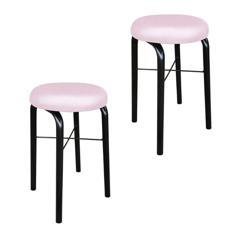 Kit 02 Banquetas Baixa Manu Corino Rosa Bebê