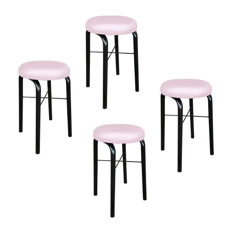 Kit 04 Banquetas Baixa Manu Corino Rosa Bebê