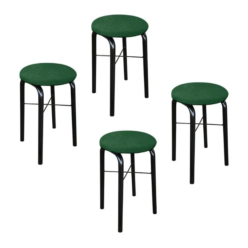 Kit 04 Banquetas Baixa Manu Suede Verde
