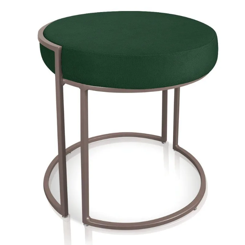 Puff Love Suede Verde Base Industrial Cobre D´rossi