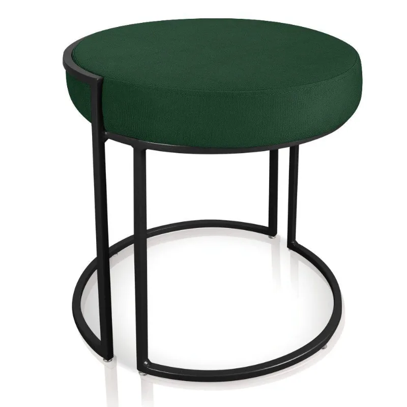 Puff Love Suede Verde Base Industrial Preto - D´rossi
