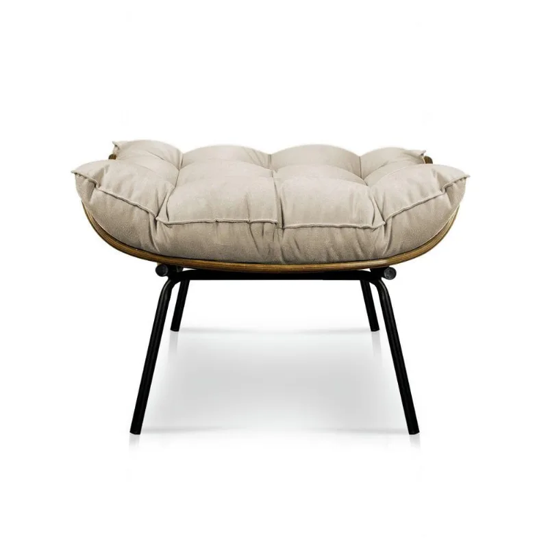 Puff Costela Suede Bege Base Metal