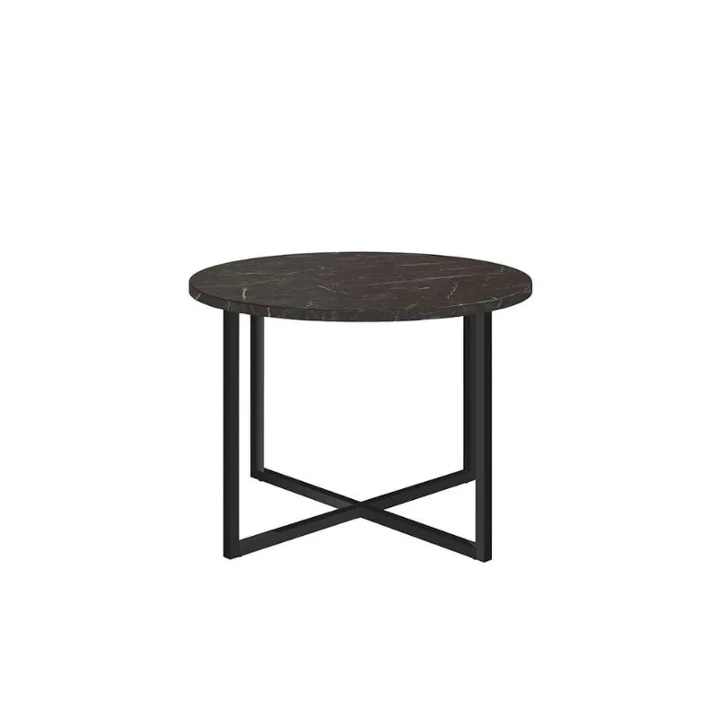 Mesa de Centro Média Estilo Industrial Base Metálica Preto