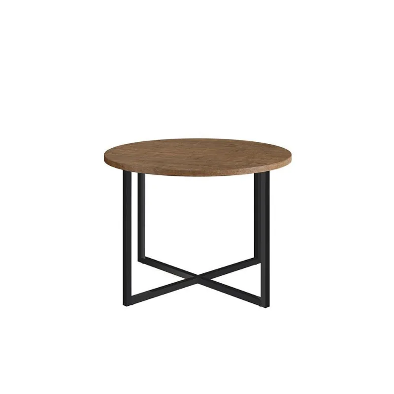 Mesa de Centro Média Estilo Industrial Base Metálica Preto