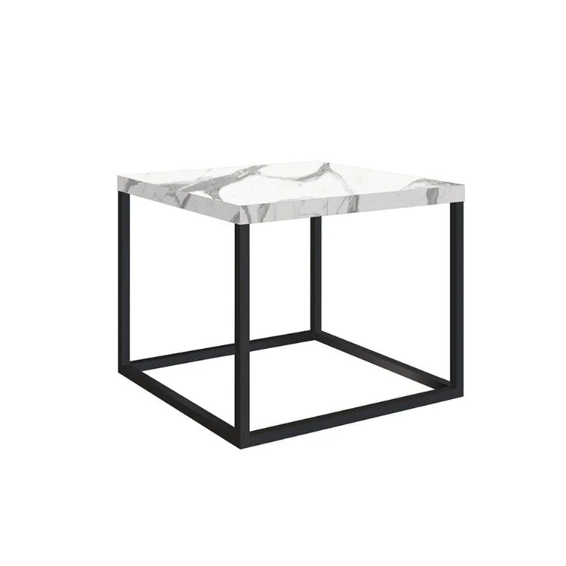 Mesa de Centro Cube Estilo Industrial Metálica Preto 32,5cm