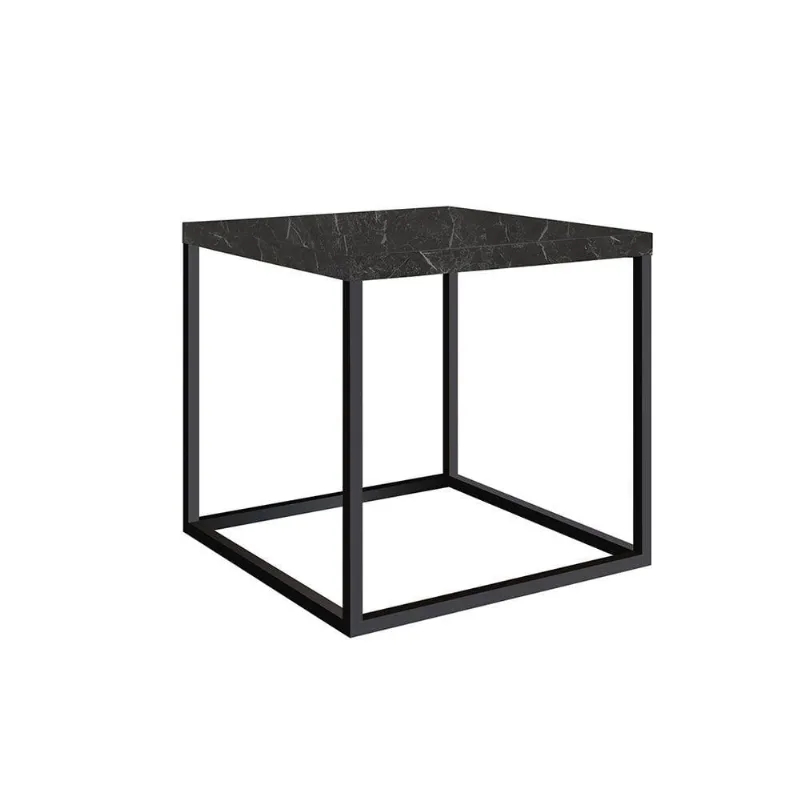 Mesa de Centro Cube Estilo Industrial Márquina Preto 38cm