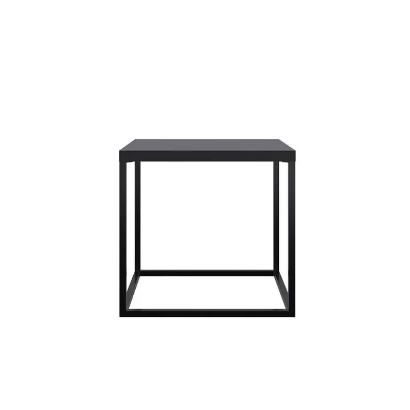 Mesa de Centro Cube Estilo Industrial Preto Fosco 38cm