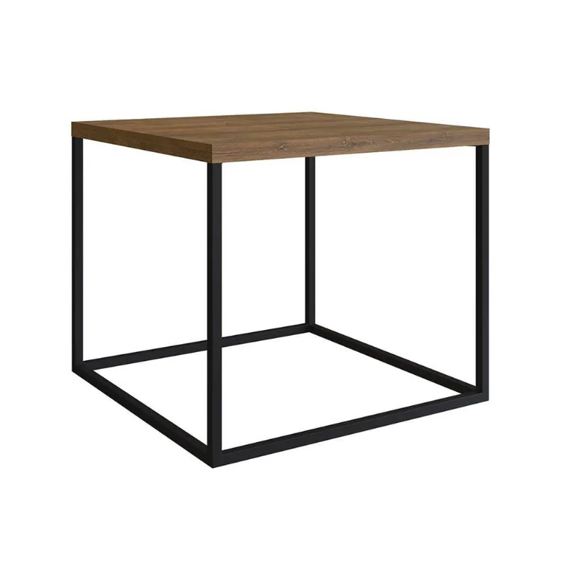 Mesa de Centro Estilo Industrial Base Metálica Preto 38cm