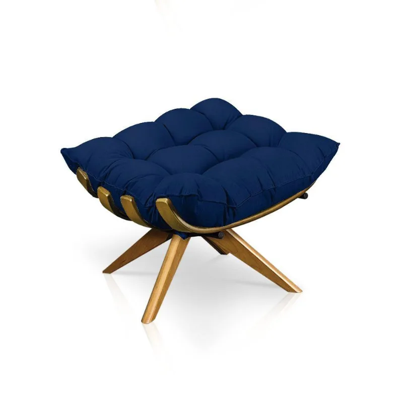 Puff Giratório Costela Suede Azul Marinho Ma25