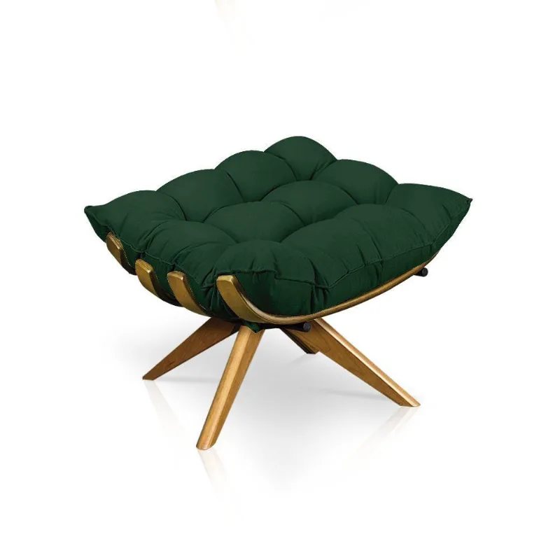 Puff Giratório Costela Suede Verde Ma25