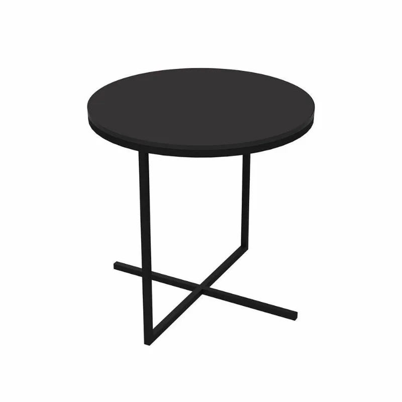 Mesa de Centro Volpi Preto Base Metálica Preto 46cm