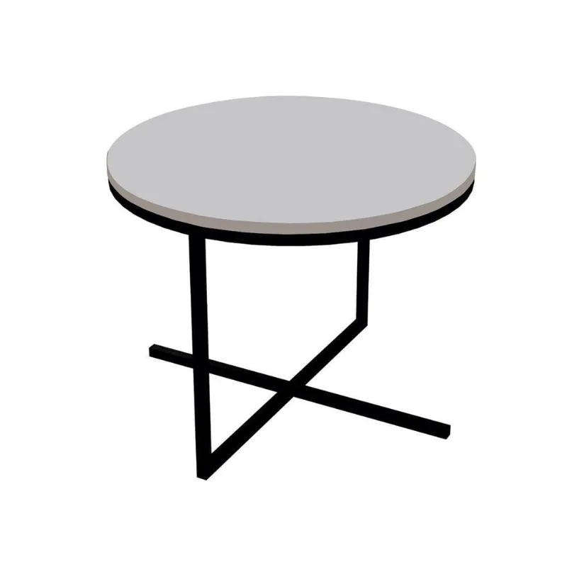 Mesa de Centro Baixa Volpi Branco Base Metálica Preto 36cm