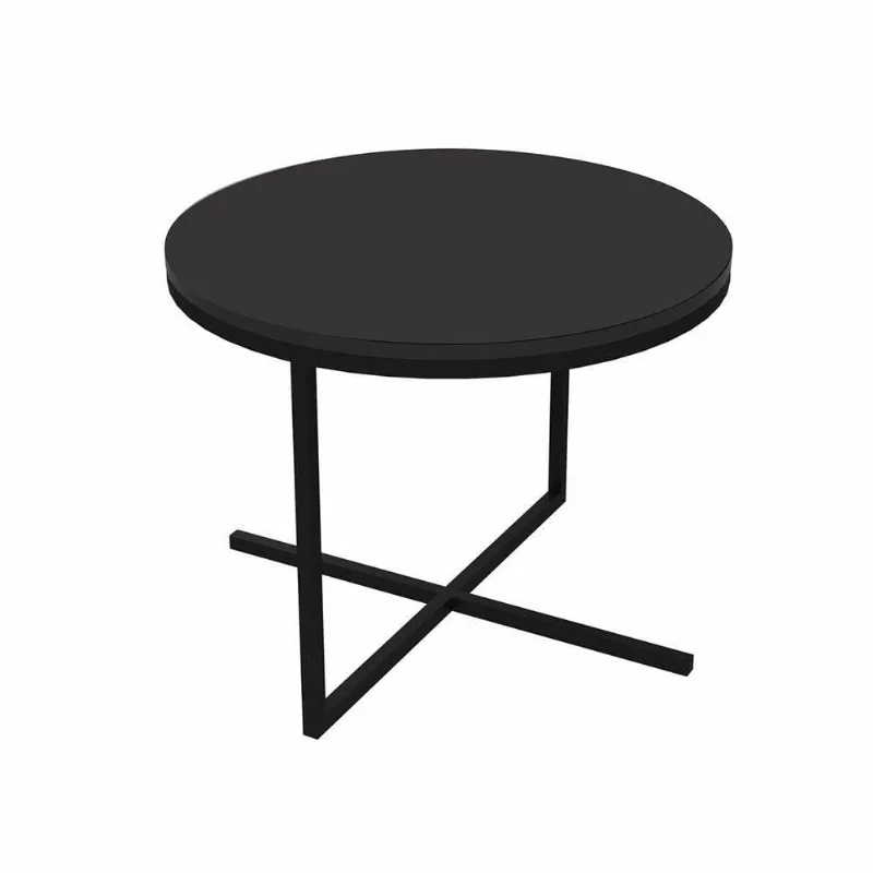 Mesa de Centro Baixa Volpi Preto Base Metálica Preto 36cm