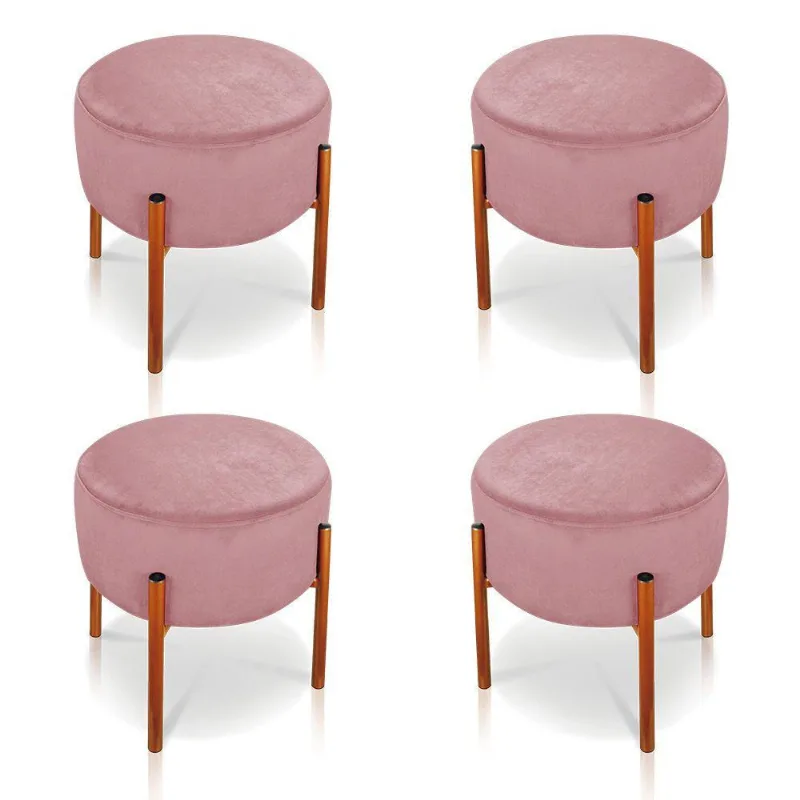 Kit 4 Puffs Iron Suede Cobre Rose