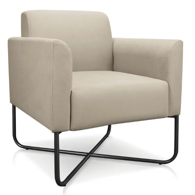 Poltrona Marisa Suede Bege Base X Industrial Preta D´rossi