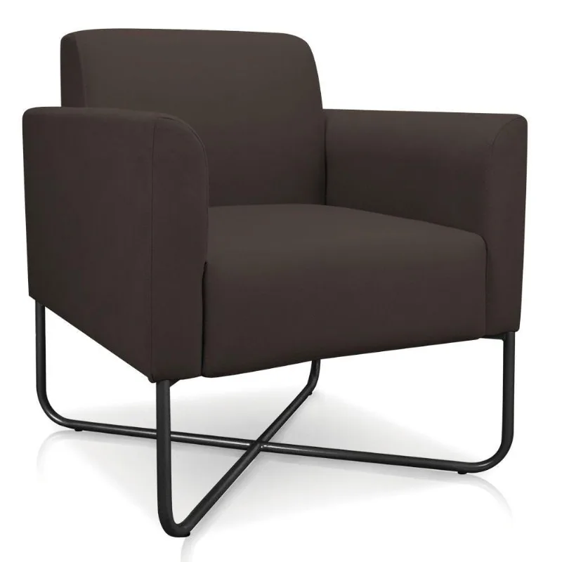 Poltrona Marisa Suede Marrom Base X Industrial Preta D´rossi