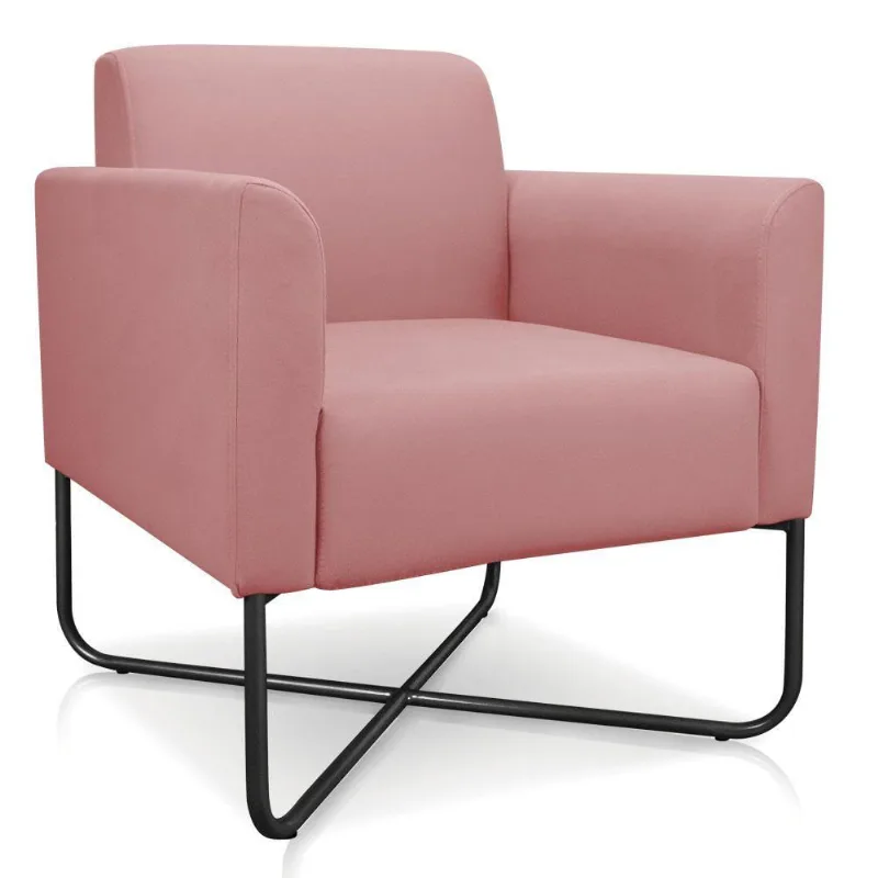Poltrona Marisa Suede Rose Base X Industrial Preta D´rossi