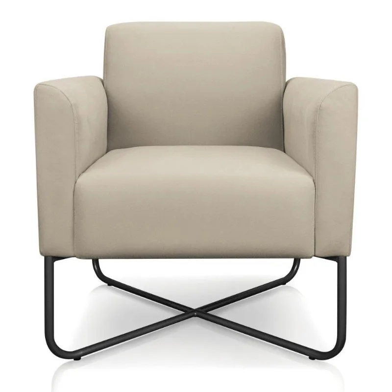 Poltrona Marisa Suede Base X Industrial Preta D´rossi Bege