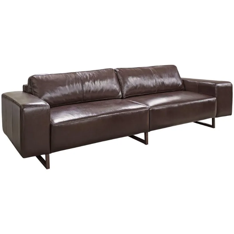 Sofá Dublin 3L Couro Napa Cristal Tabaco 220cm Base Metálica