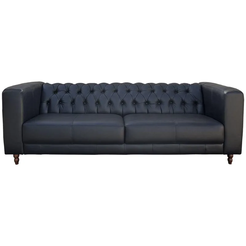 Sofá Ravena 04 Lugares Couro Preto A101 240cm