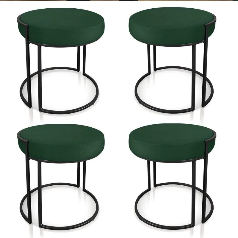 Kit 04 Puffs Love Suede Base Industrial Preto Verde