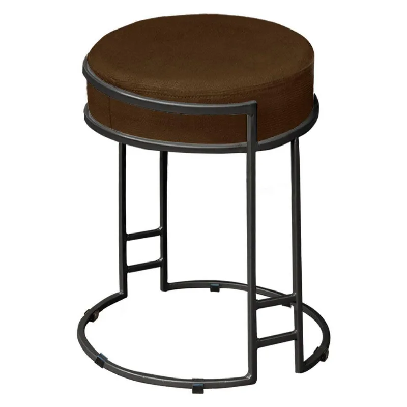 Puff Dara Suede Base Industrial Preto Marrom