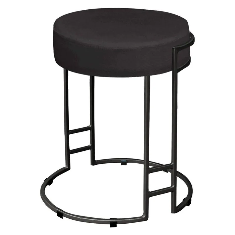 Puff Dara Suede Base Industrial Preto Preto