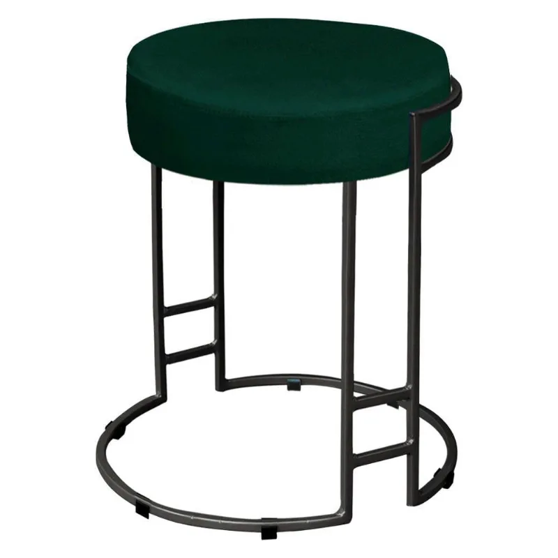 Puff Dara Suede Base Industrial Preto Verde