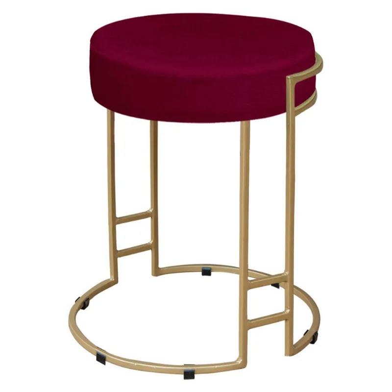 Puff Dara Suede Vinho Base Industrial Dourado