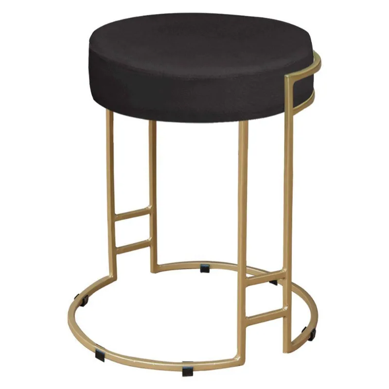 Puff Dara Suede Base Industrial Dourado Preto