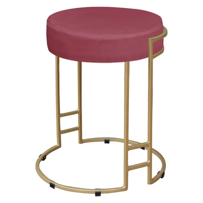 Puff Dara Suede Base Industrial Dourado Rosa