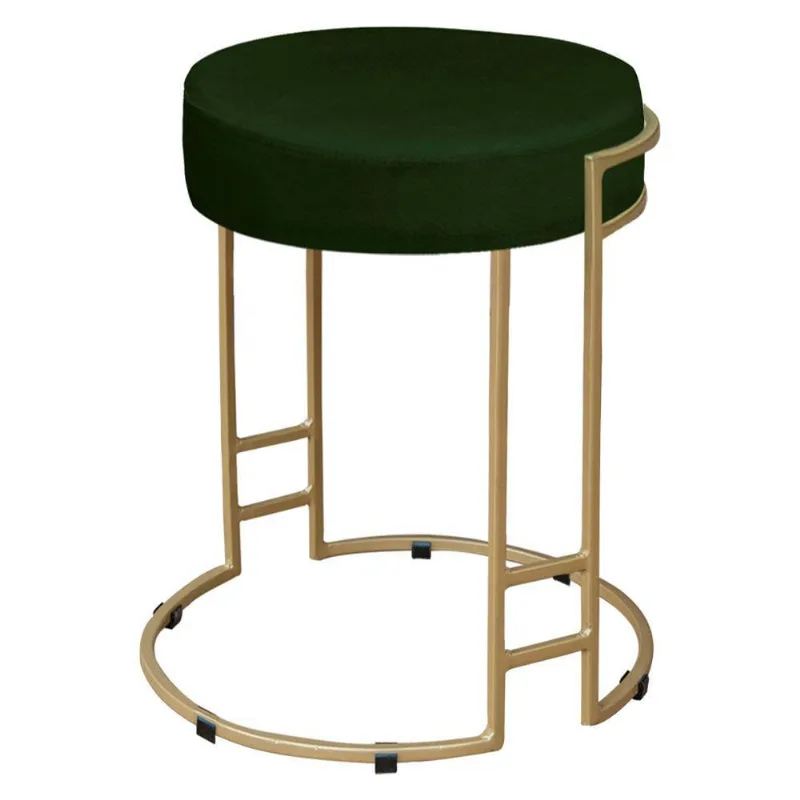 Puff Dara Suede Base Industrial Dourado Verde
