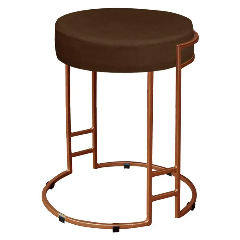 Puff Dara Suede Marrom Base Industrial Cobre