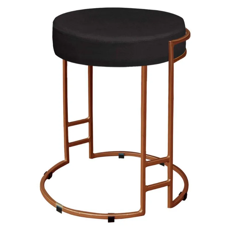 Puff Dara Suede Preto Base Industrial Cobre