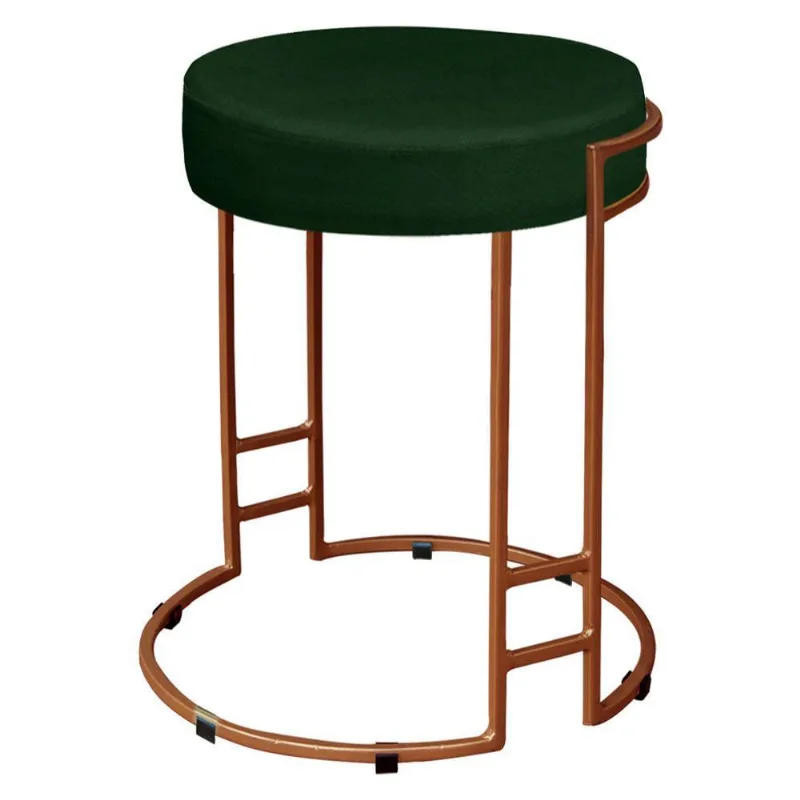 Puff Dara Suede Verde Base Industrial Cobre