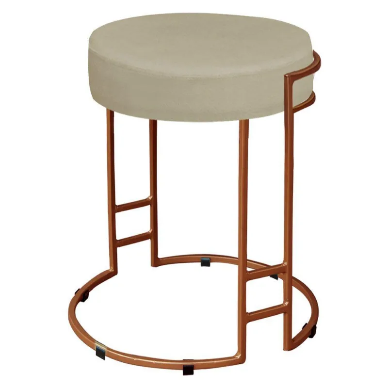 Puff Dara Suede Base Industrial Cobre Bege