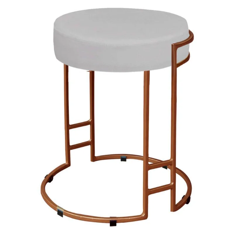 Puff Dara Suede Base Industrial Cobre Branco