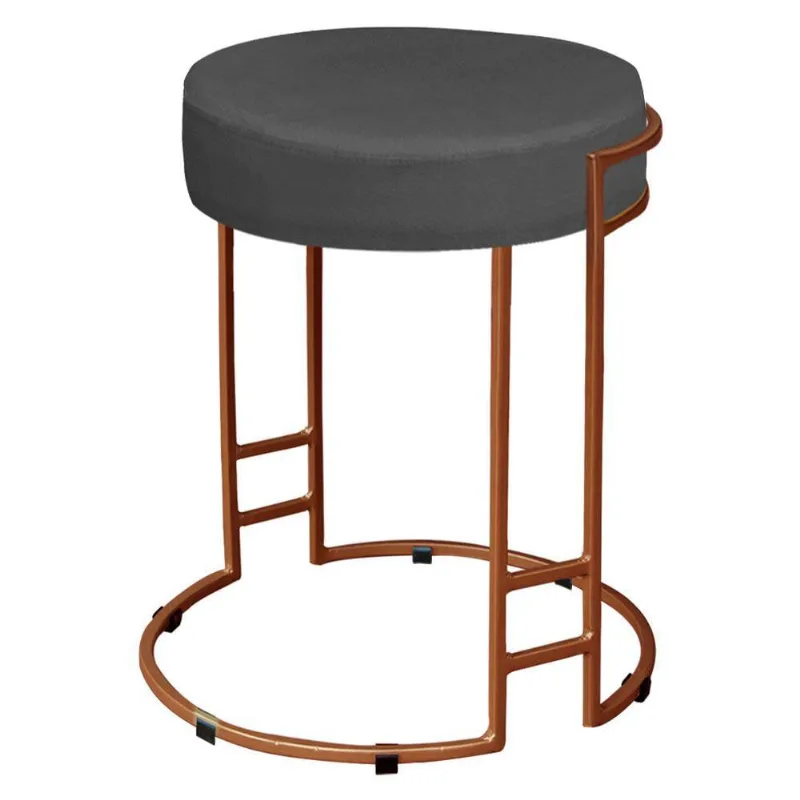 Puff Dara Suede Base Industrial Cobre Cinza