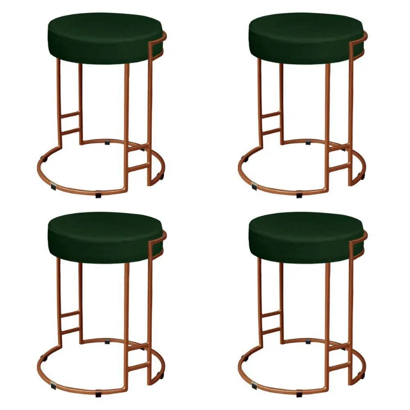 Kit 04 Puffs Dara Suede Base Industrial Cobre Verde